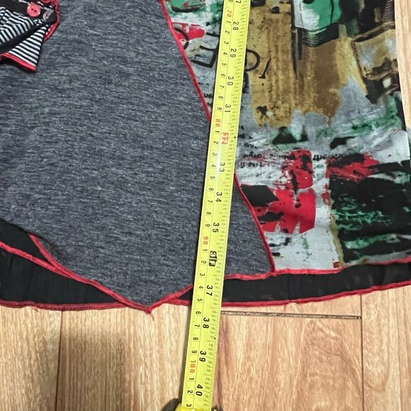 Bali Patchwork Tunic Dress Size Aprox M /10 Gray Artsy Art to Wear Whimsygoth - Picture 5 of 5